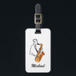 Personalized Name Saxophone Player – Music Lover Luggage Tag<br><div class="desc">Show your love for music wherever you travel with this Personalized Name Saxophone Player Luggage Tag. Perfect for saxophonists, jazz lovers, and music enthusiasts, this stylish tag features a saxophone-themed design that makes your luggage easy to recognize while adding a unique musical touch. Personalize it with your name to create...</div>