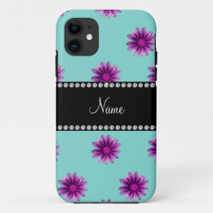 Personalized name seafoam green purple pink flower Case-Mate iPhone case