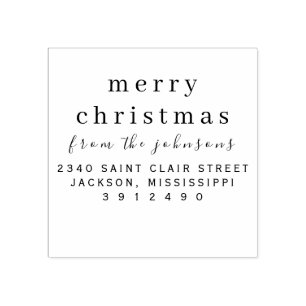 Personalized Name simple Modern Merry Christmas Rubber Stamp