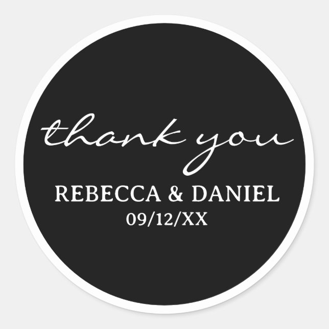 PERSONALIZED NAME SIMPLE STYLISH MODERN THANK YOU CLASSIC ROUND STICKER (Front)