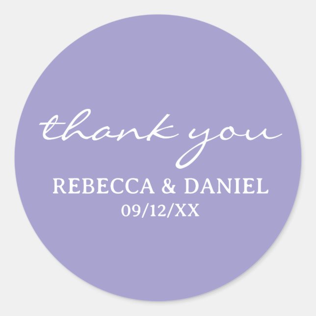 PERSONALIZED NAME SIMPLE STYLISH MODERN THANK YOU CLASSIC ROUND STICKER (Front)
