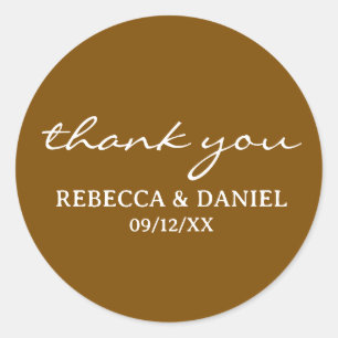 PERSONALIZED NAME SIMPLE STYLISH MODERN THANK YOU CLASSIC ROUND STICKER