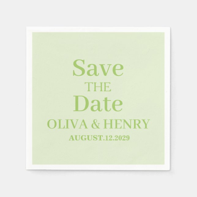 PERSONALIZED NAME SIMPLE STYLISH SAVE THE DATE NAPKIN (Front)
