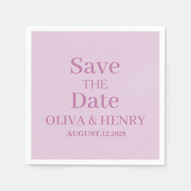 PERSONALIZED NAME SIMPLE STYLISH SAVE THE DATE NAPKIN (Front)