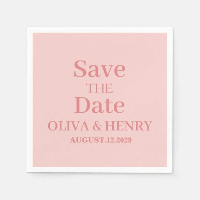 PERSONALIZED NAME SIMPLE STYLISH SAVE THE DATE NAPKIN (Front)
