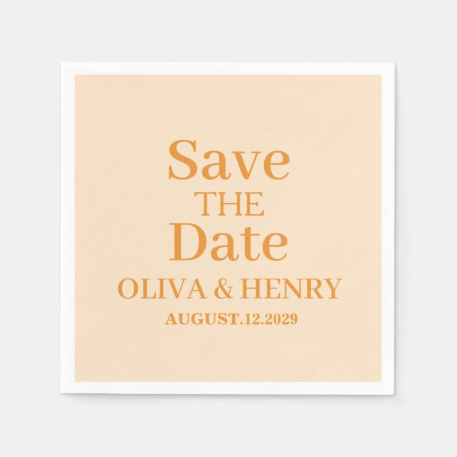 PERSONALIZED NAME SIMPLE STYLISH SAVE THE DATE NAPKIN (Front)
