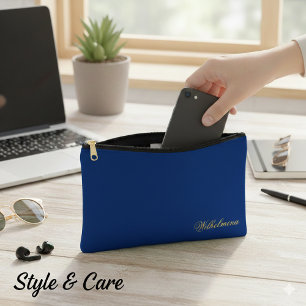 Personalized Name Small Multi Purpose Navy Accessory Pouch