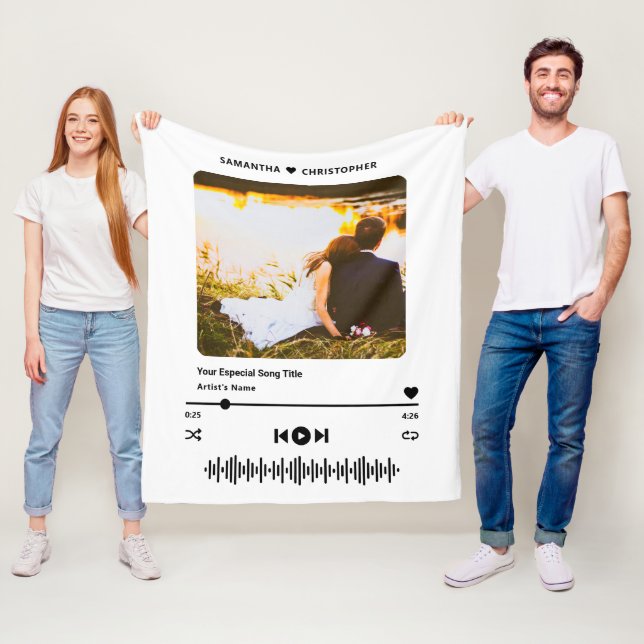 Personalized Name Special Song Music Player Photo Fleece Blanket (In Situ)