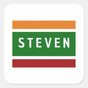 Personalized Name Stickers Retro Stripe Badge