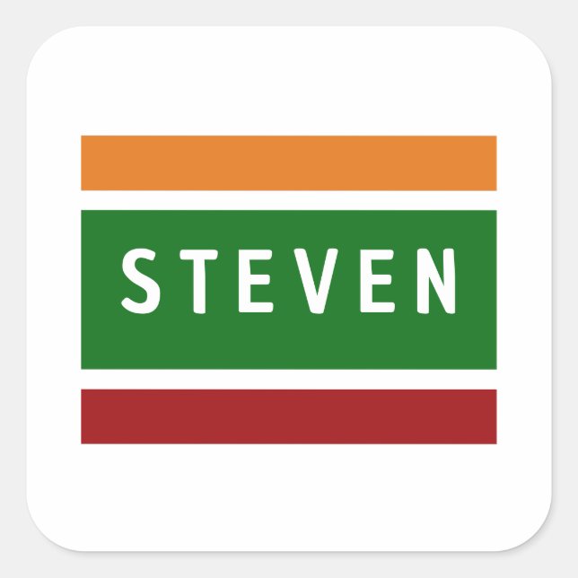 Personalized Name Stickers Retro Stripe Badge (Front)