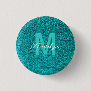 Personalized Name Stylish Glitter green 3 Cm Round Badge