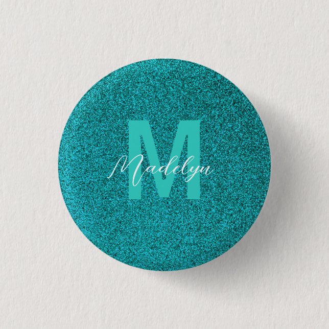 Personalized Name Stylish Glitter green 3 Cm Round Badge (Front)