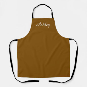 Personalized Name Stylish Modern Elegant Brown  Apron