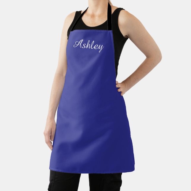 Personalized Name Stylish Modern Elegant Dark Blue Apron (Insitu)