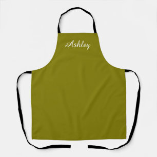 Personalized Name Stylish Modern Elegant Olive  Apron