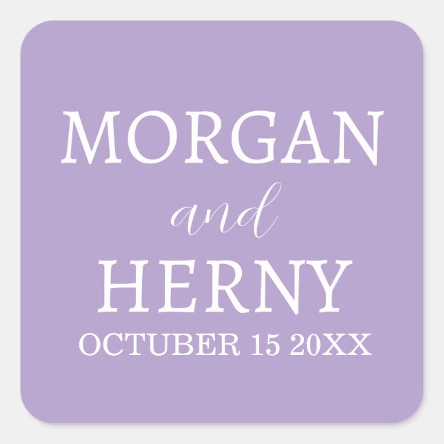Personalized Name Stylish Modern Elegant Wedding  Square Sticker (Front)