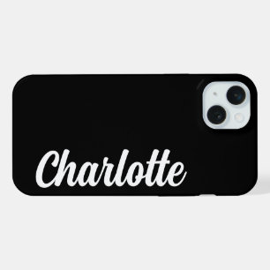 Personalized Name Stylish Modern Minimal Black  iPhone 15 Plus Case