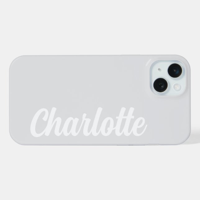 Personalized Name Stylish Modern Minimal LightGrey iPhone Case (Back Horizontal)