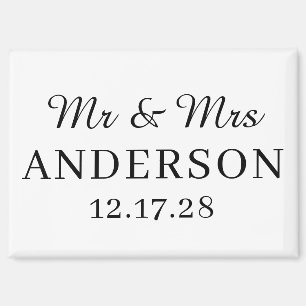 Personalized Name Stylish Modern Minimal Wedding Magnet