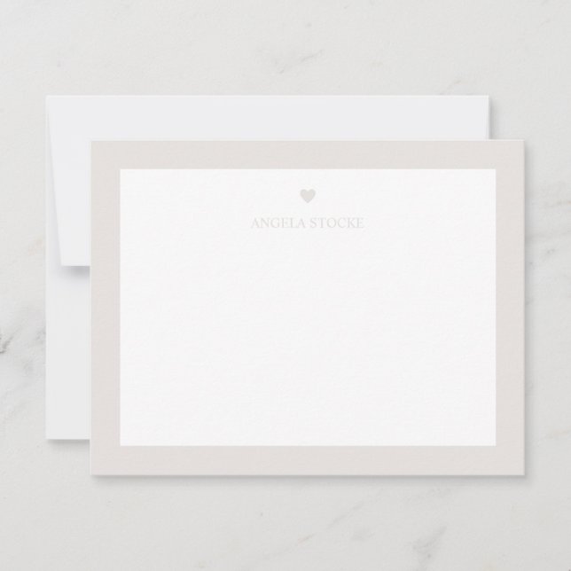 Personalized Name Taupe Neutral Heart Card (Front)