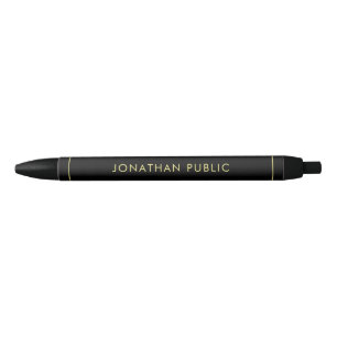 Personalized Name Template Elegant Black And Gold Ink Pen