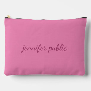 Personalized Name Text Pink Elegant Typography Accessory Pouch