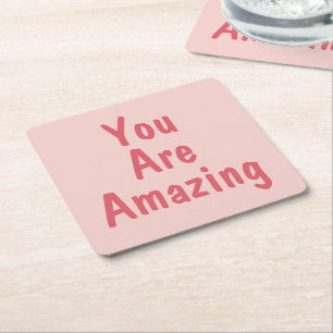 PERSONALIZED NAME & TEXT SIMPLE STYLISH MODERN SQUARE PAPER COASTER