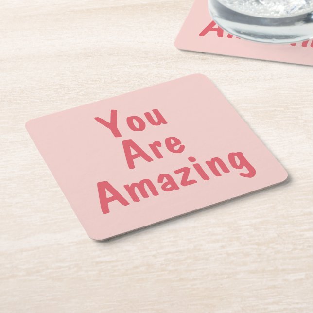 PERSONALIZED NAME & TEXT SIMPLE STYLISH MODERN  SQUARE PAPER COASTER (Angled)