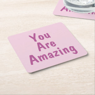 PERSONALIZED NAME & TEXT SIMPLE STYLISH MODERN SQUARE PAPER COASTER