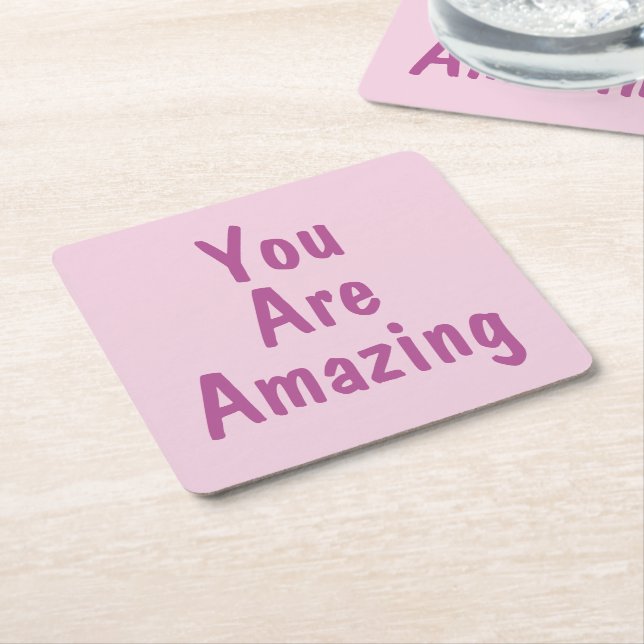 PERSONALIZED NAME & TEXT SIMPLE STYLISH MODERN  SQUARE PAPER COASTER (Angled)
