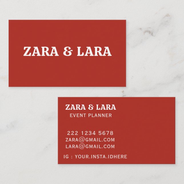 PERSONALIZED NAME TEXT SIMPLE STYLISH PROFESSIONAL BUSINESS CARD (Front/Back)