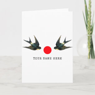 Personalized Name Text Swallow Japan Vintage T Shi Card