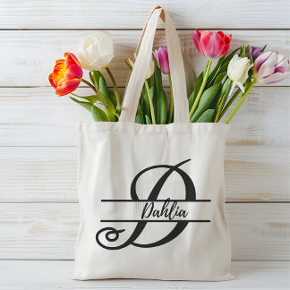 personalized name tote bag, custom letter D gift Bag