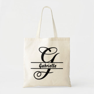 personalized name tote bag, custom letter g gift bag