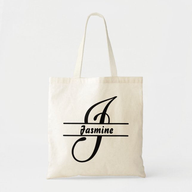 personalized name tote bag, custom letter J gift  (Front)