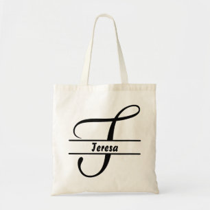 personalized name tote bag, custom letter T gift Bag