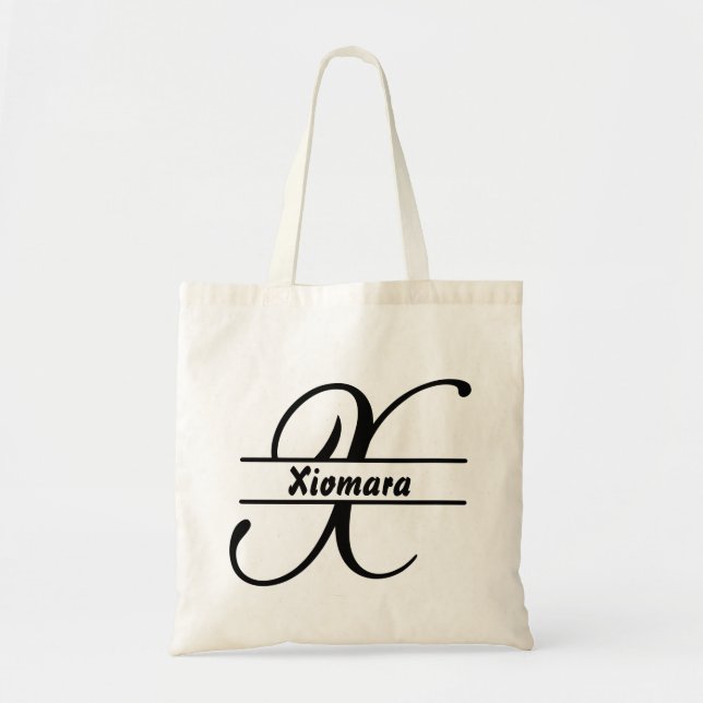 personalized name tote bag, custom letter X gift  (Front)