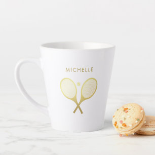 Personalized Name Trendy Tennis  Latte Mug