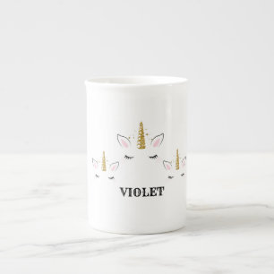 Personalized Name Unicorn Glitter Design – Custom Bone China Mug