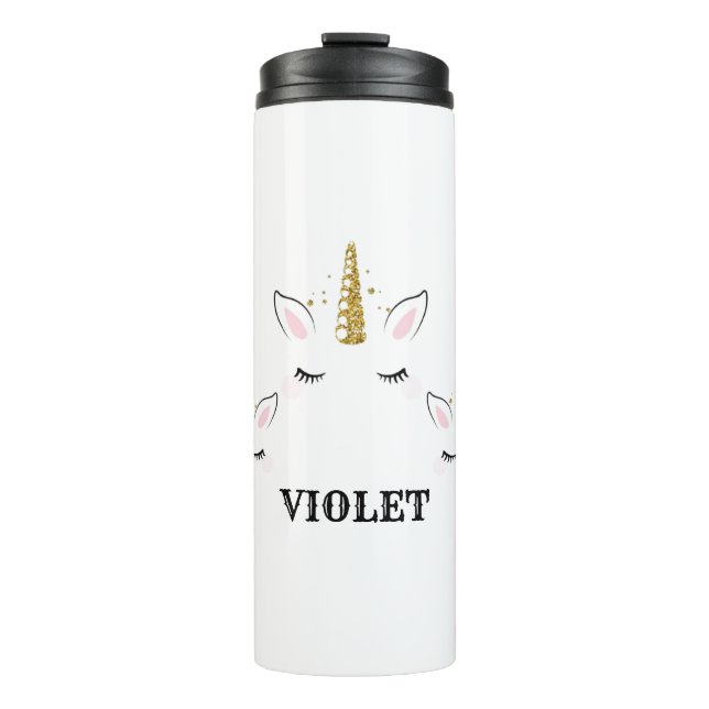 Personalized Name Unicorn Glitter Design – Custom  Thermal Tumbler (Front)