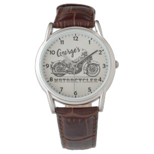 Personalized NAME Vintage Motorcycle Biker Garage Watch
