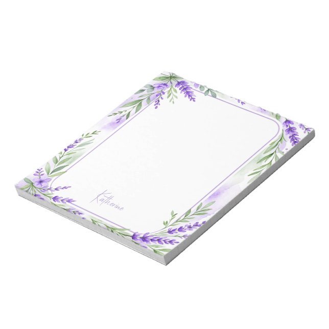 Personalized Name Watercolor Lavender Notepad (Rotated)