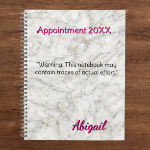 Personalized Name White Gold Marble Appointment Planner