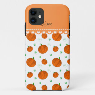 Personalized name white orange pumpkins Case-Mate iPhone case