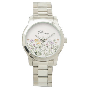 Personalized Name Wildflower Garden Watch