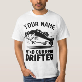 Personalized Name Wind Current Drifter Bass Fish T-Shirt