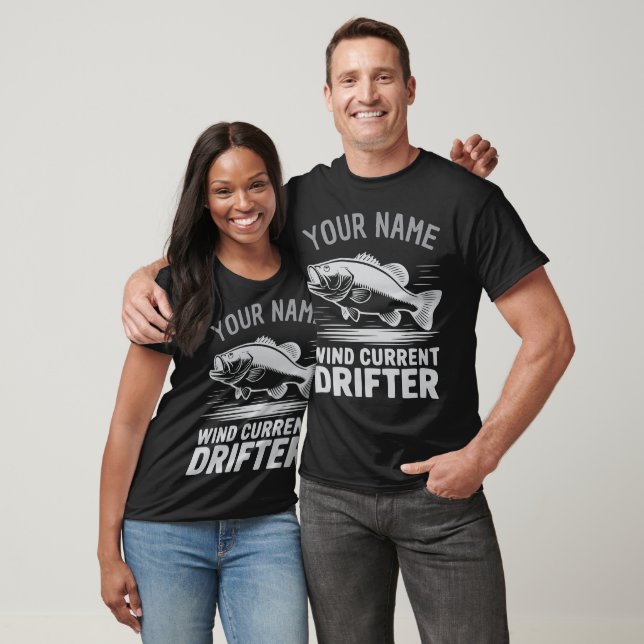 Personalized Name Wind Current Drifter Bass Fish T-Shirt (Unisex)
