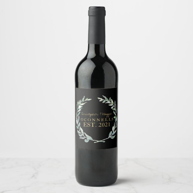 PERSONALIZED NAME WINE BOTTLE LAST NAME WEDDING LABEL (Front)