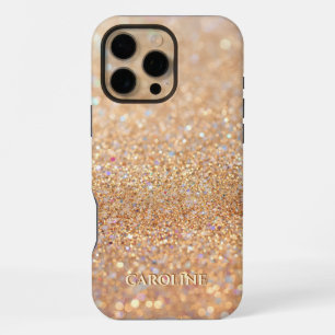 Personalized Name with Glitter and Gold Sparkles iPhone 16 Pro Max Case