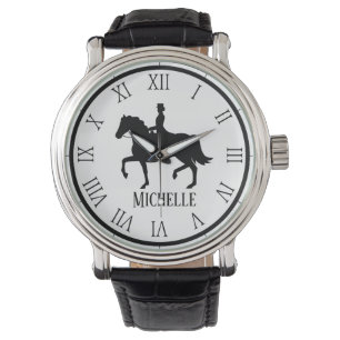 Personalized Name withe and black Horse  Watch